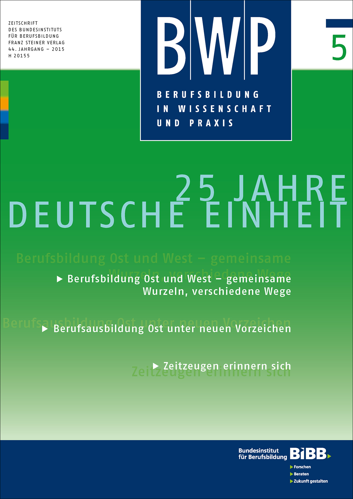 Cover der Zeitschrift BWP Heft 2015/5