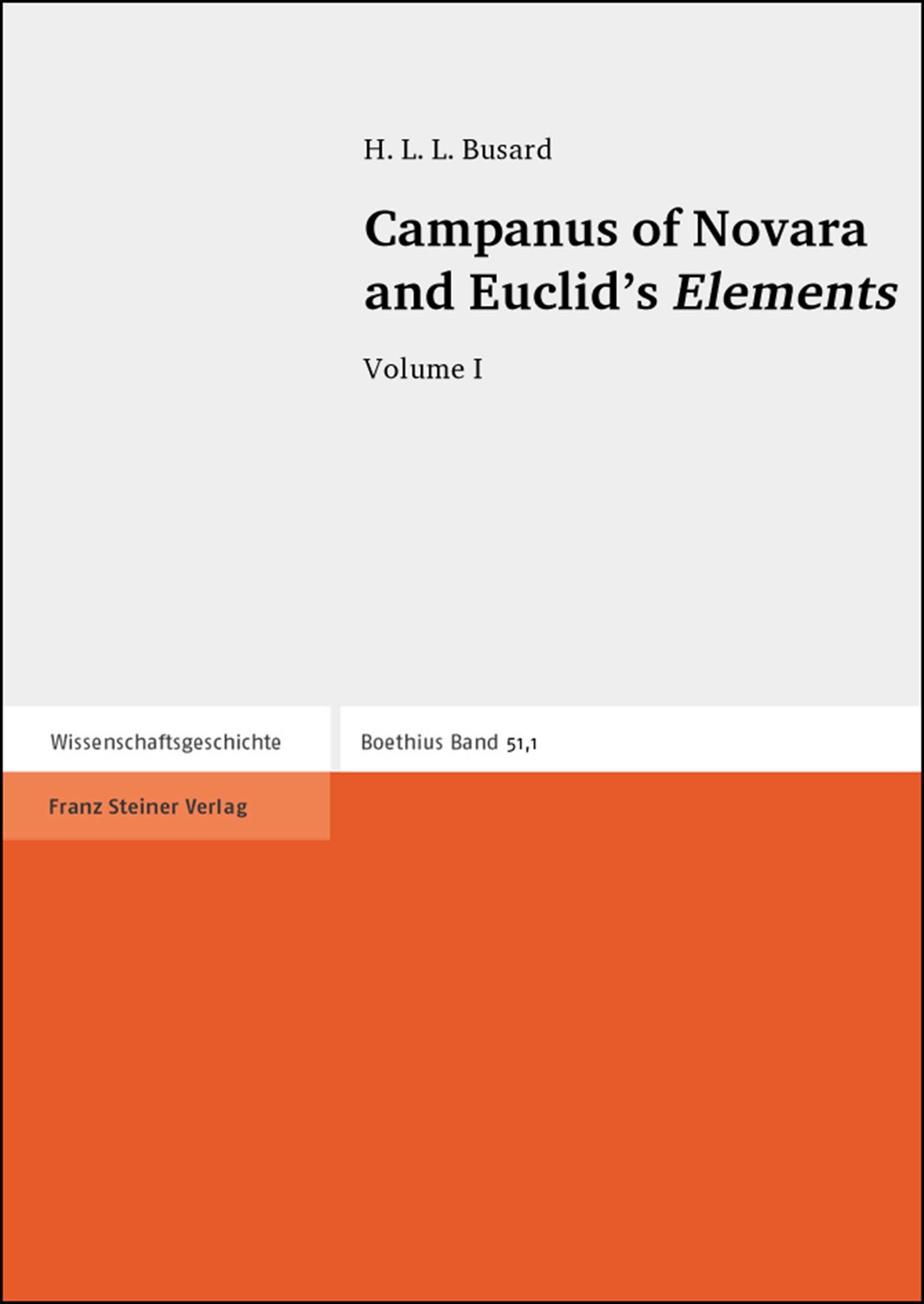 Campanus of Novara and Euclid’s Elements | Franz Steiner Verlag
