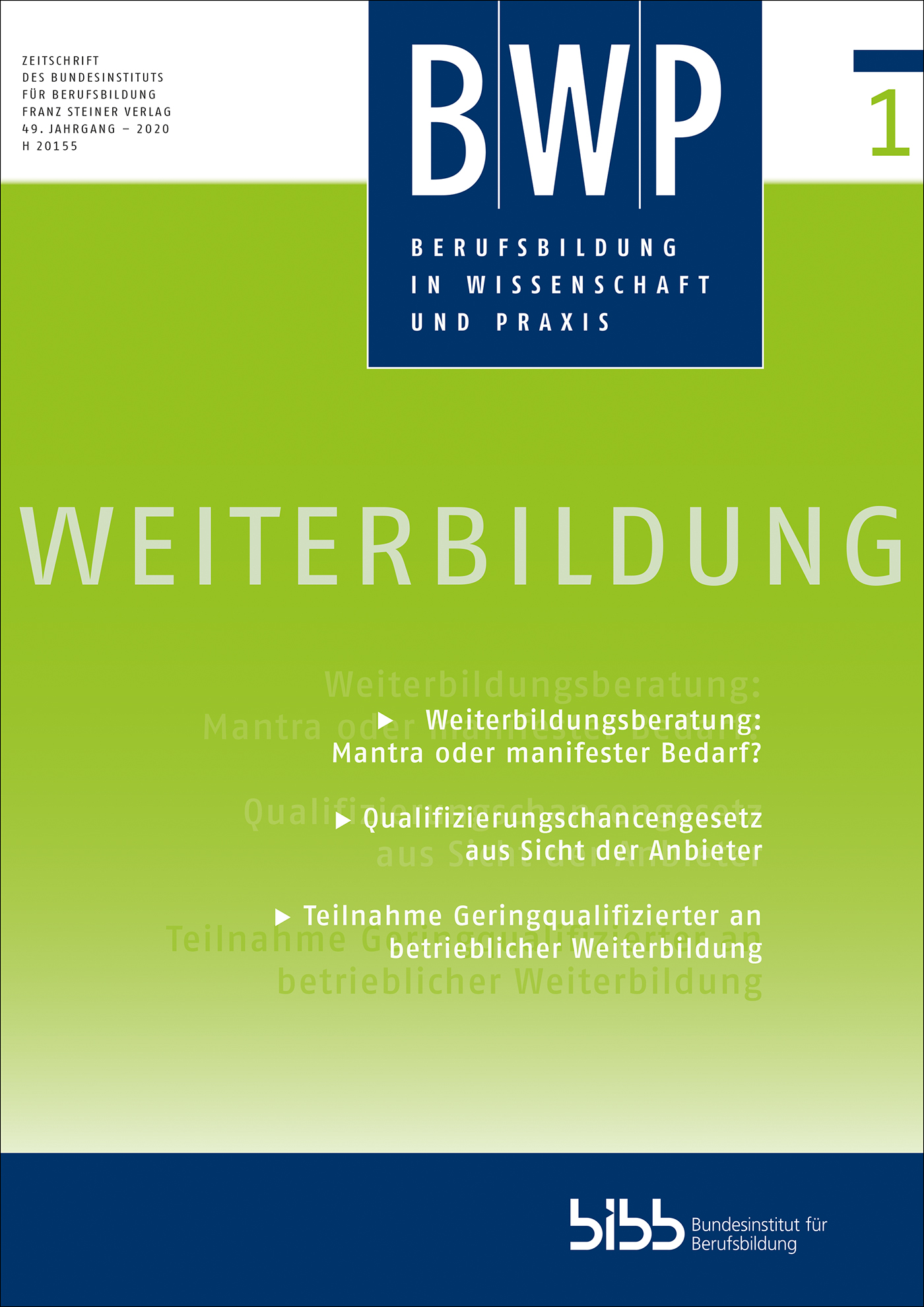 Cover der Zeitschrift BWP Heft 2020/1