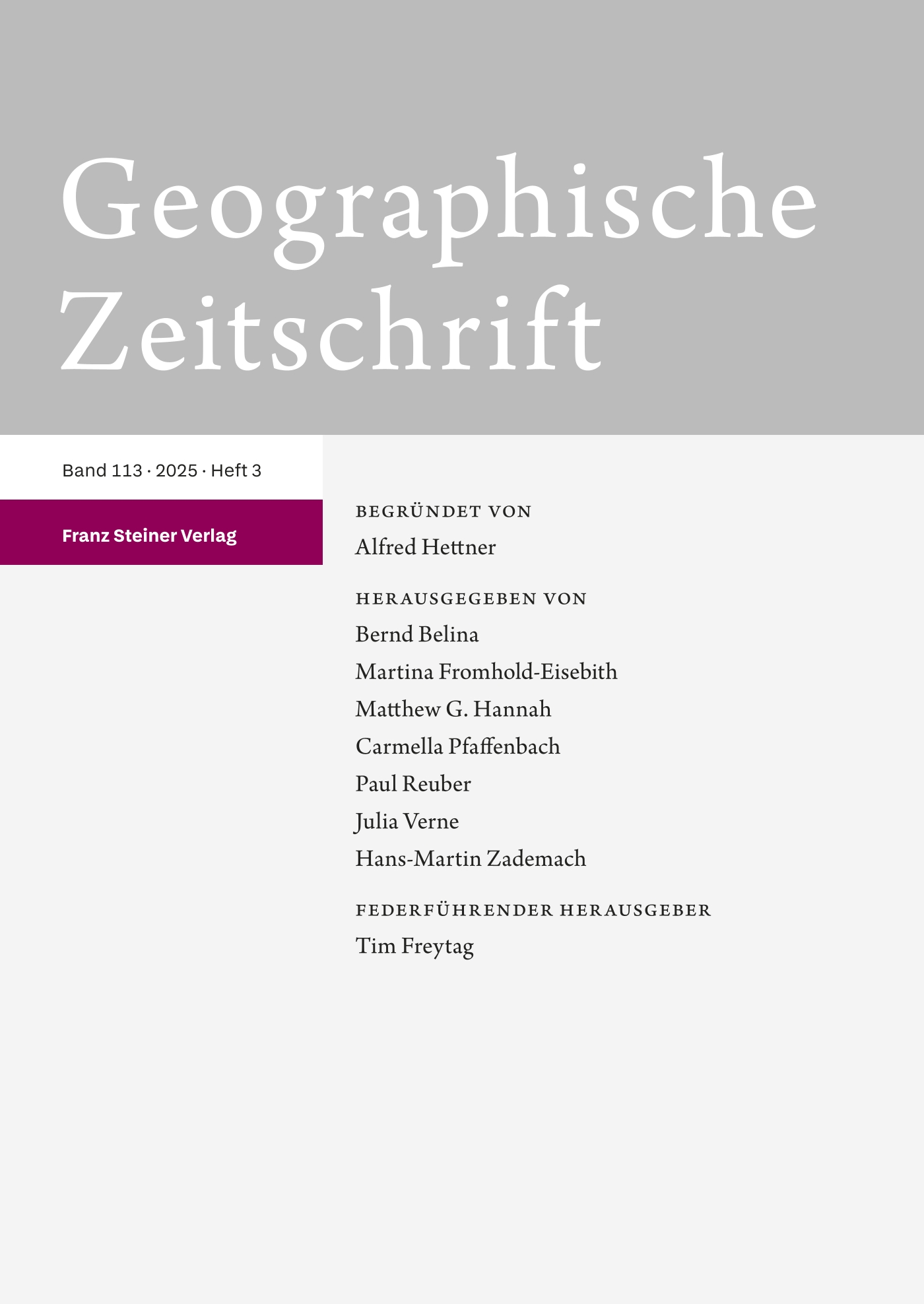 Geographische Zeitschrift - print + online