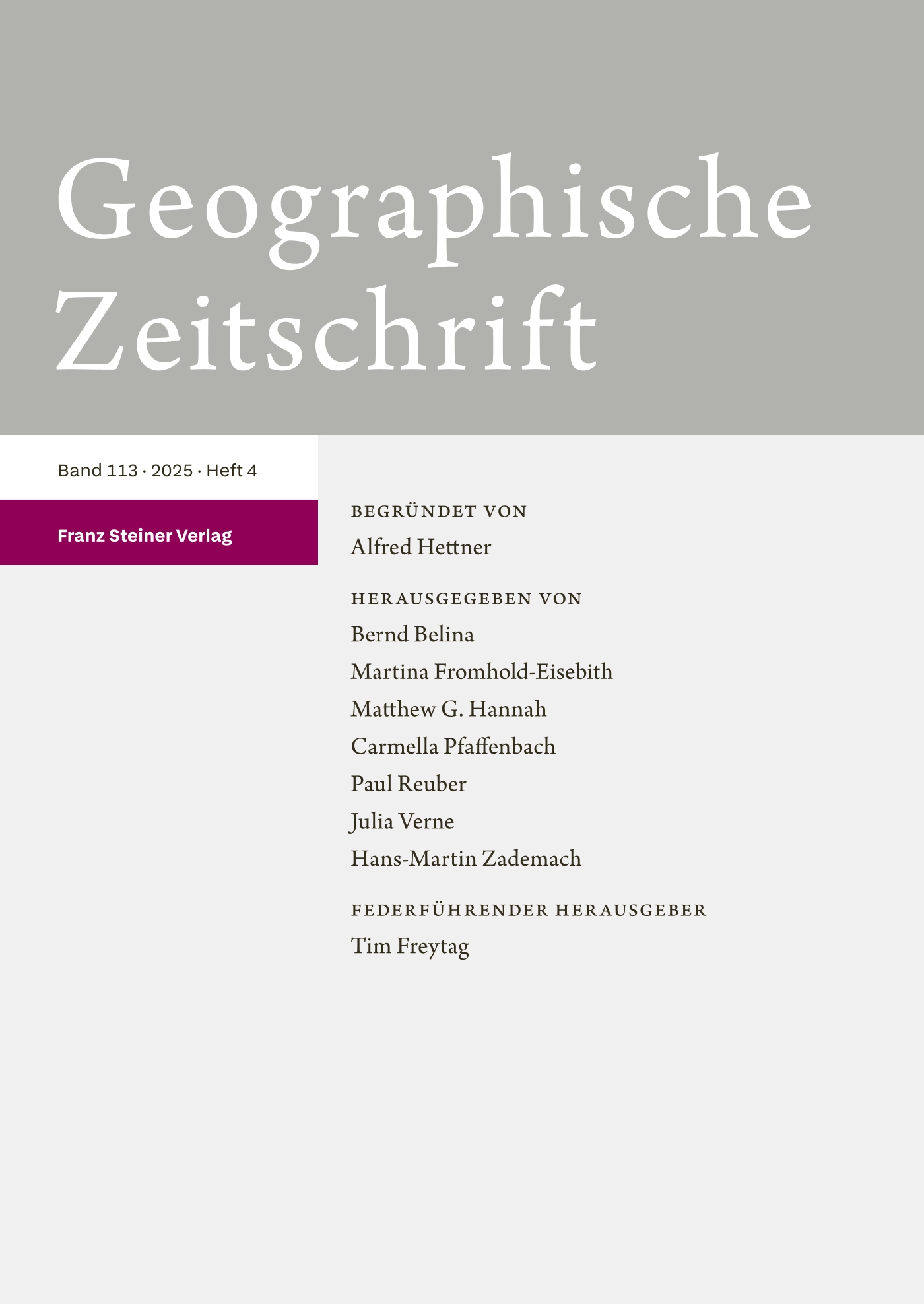 Geographische Zeitschrift - print + online