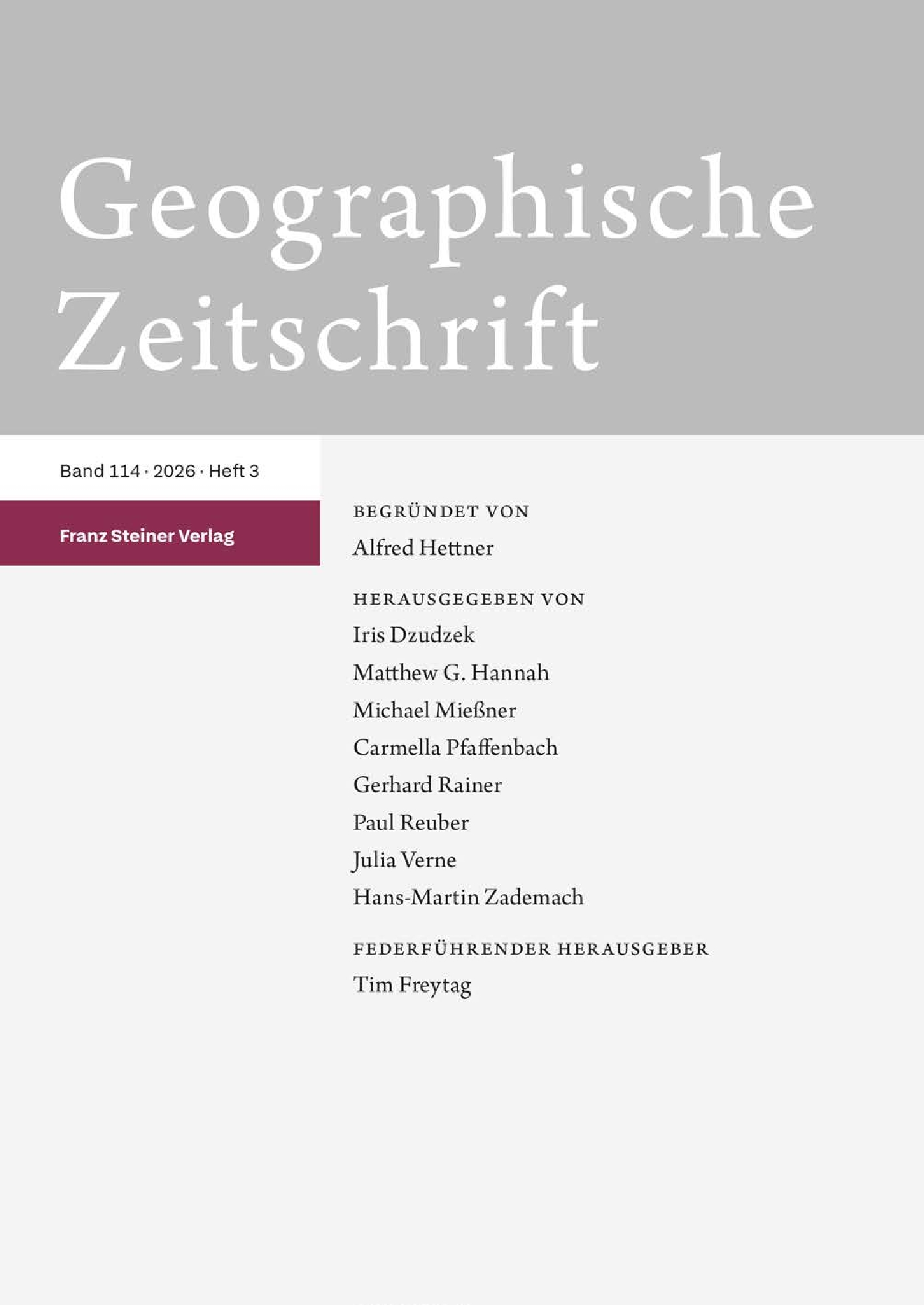 Geographische Zeitschrift - print + online