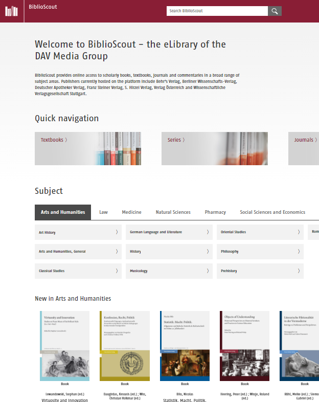 Screenshot of the Franz Steiner Verlag-eLibrary