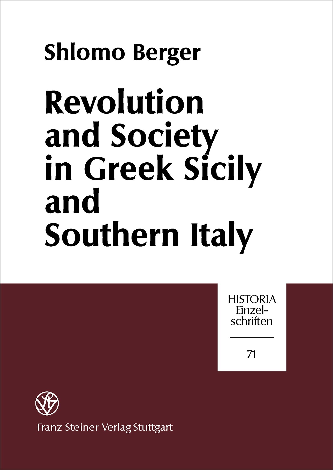 Revolution and Society in Greek Sicily and Southern Italy