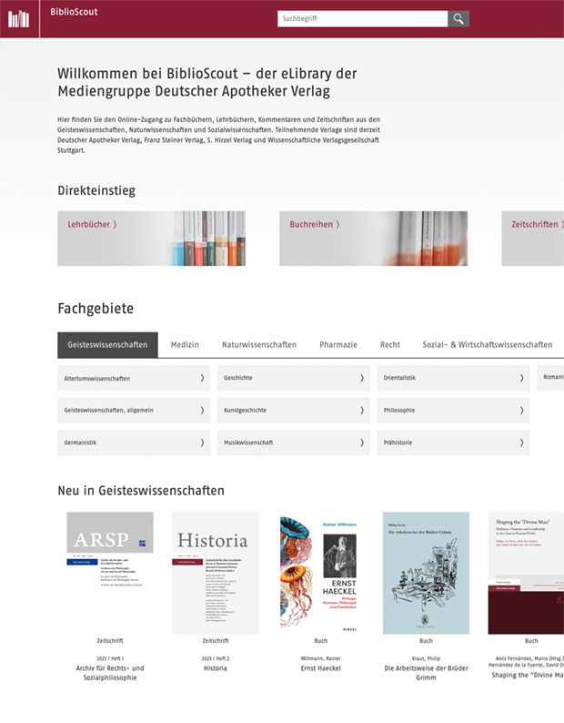 Screenshot der Franz Steiner Verlag-eLibrary