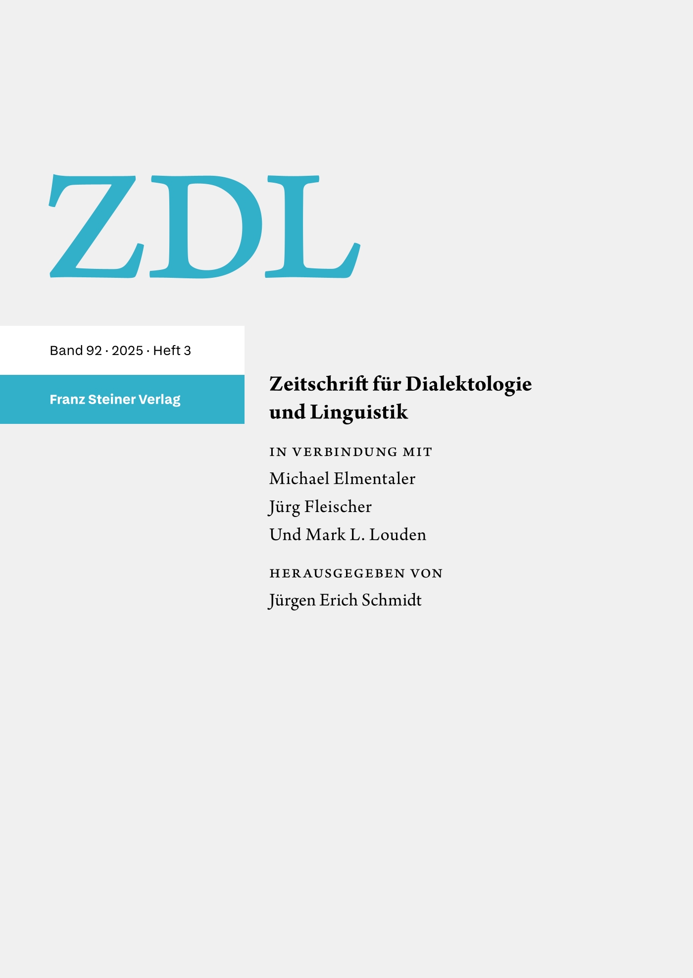 Zeitschrift für Dialektologie und Linguistik - print + online
