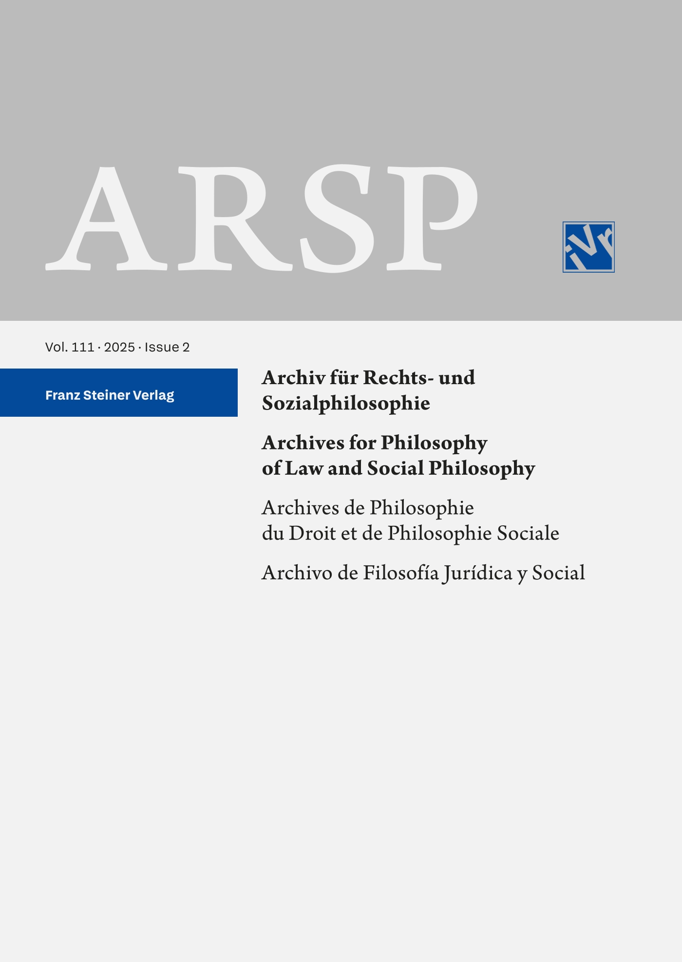Archiv für Rechts- und Sozialphilosophie - print +online