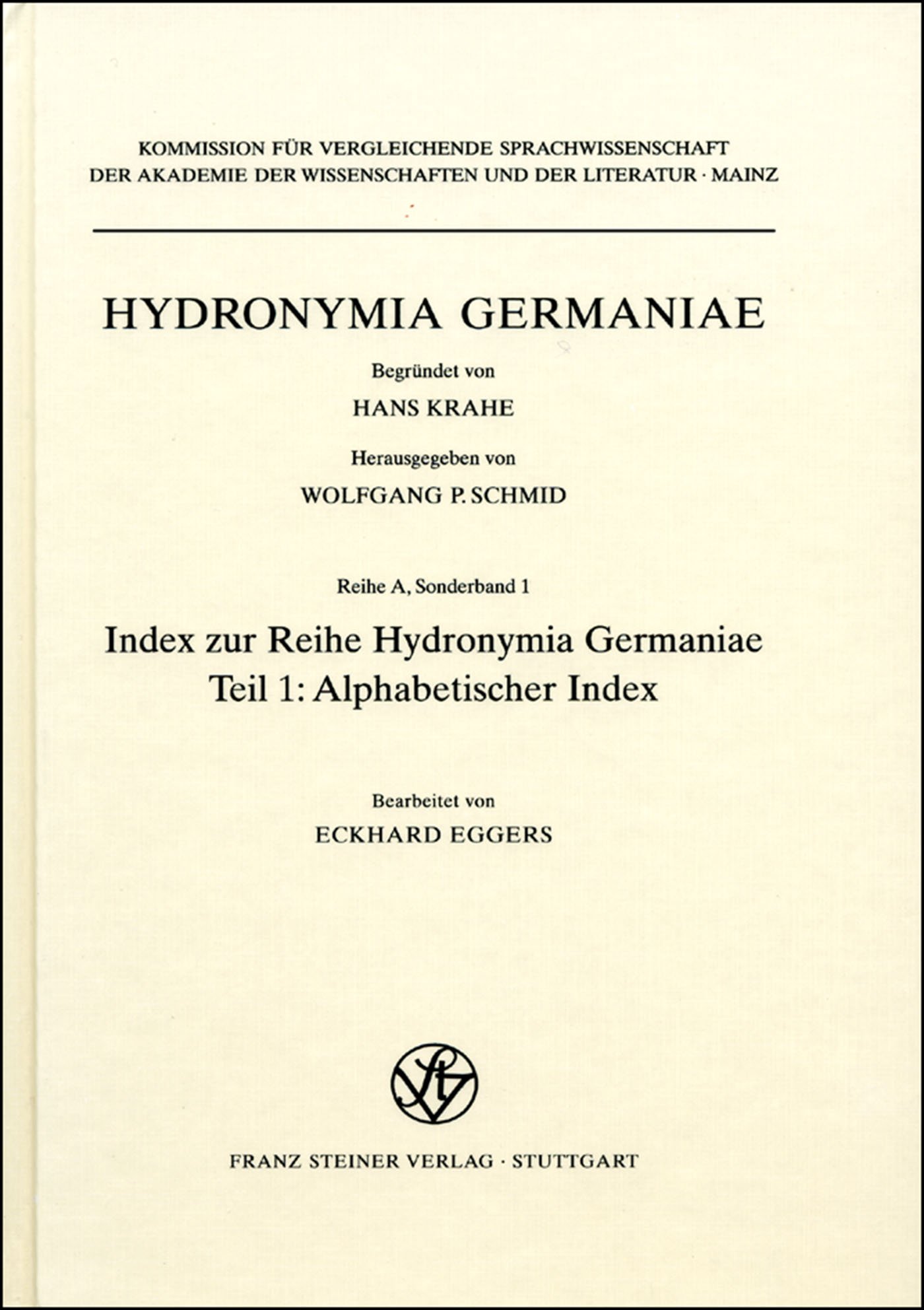 Index zur Reihe Hydronymia Germaniae